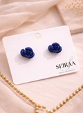 Dark Blue Rose Stud Earring