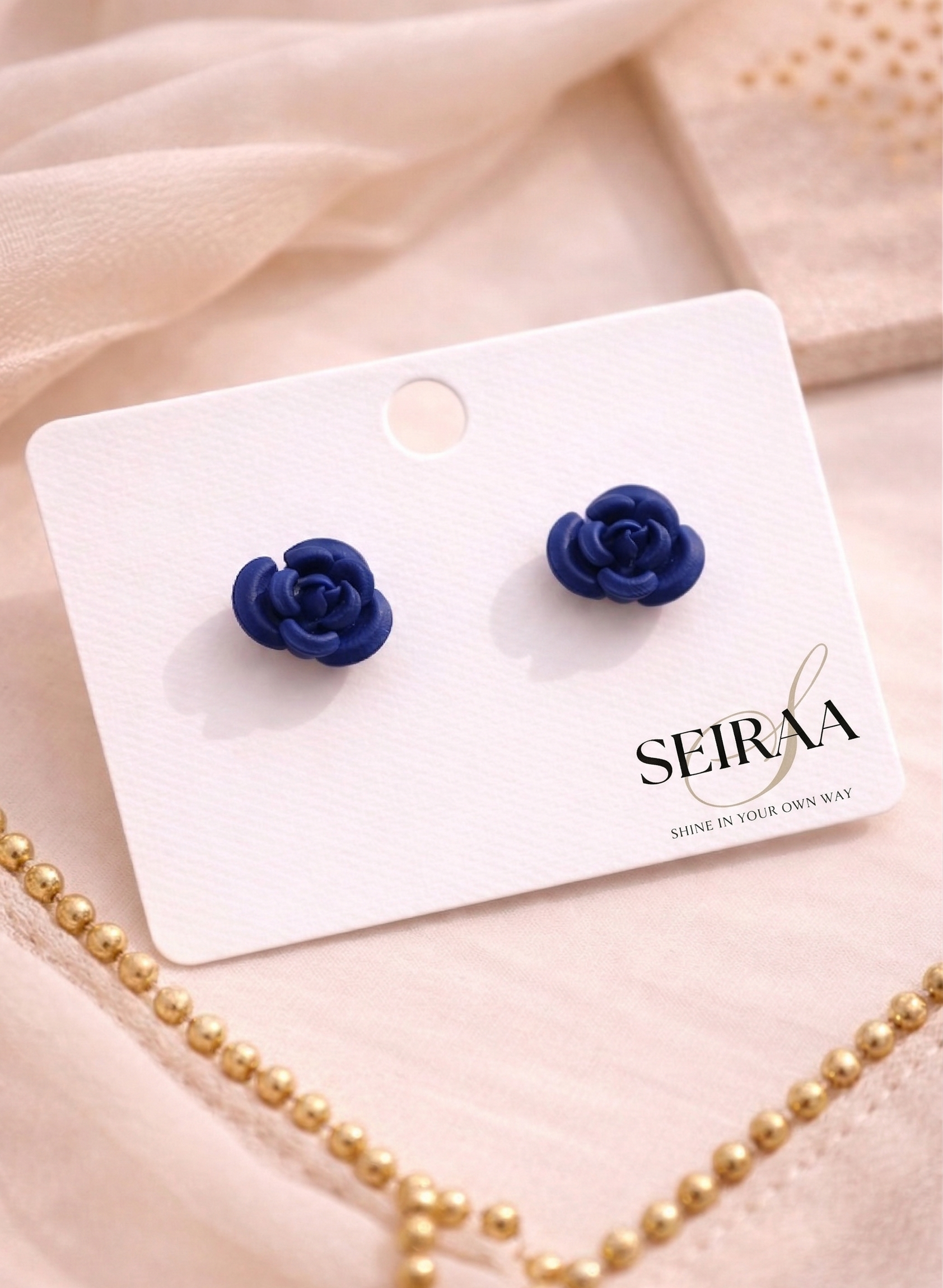 Dark Blue Rose Stud Earring