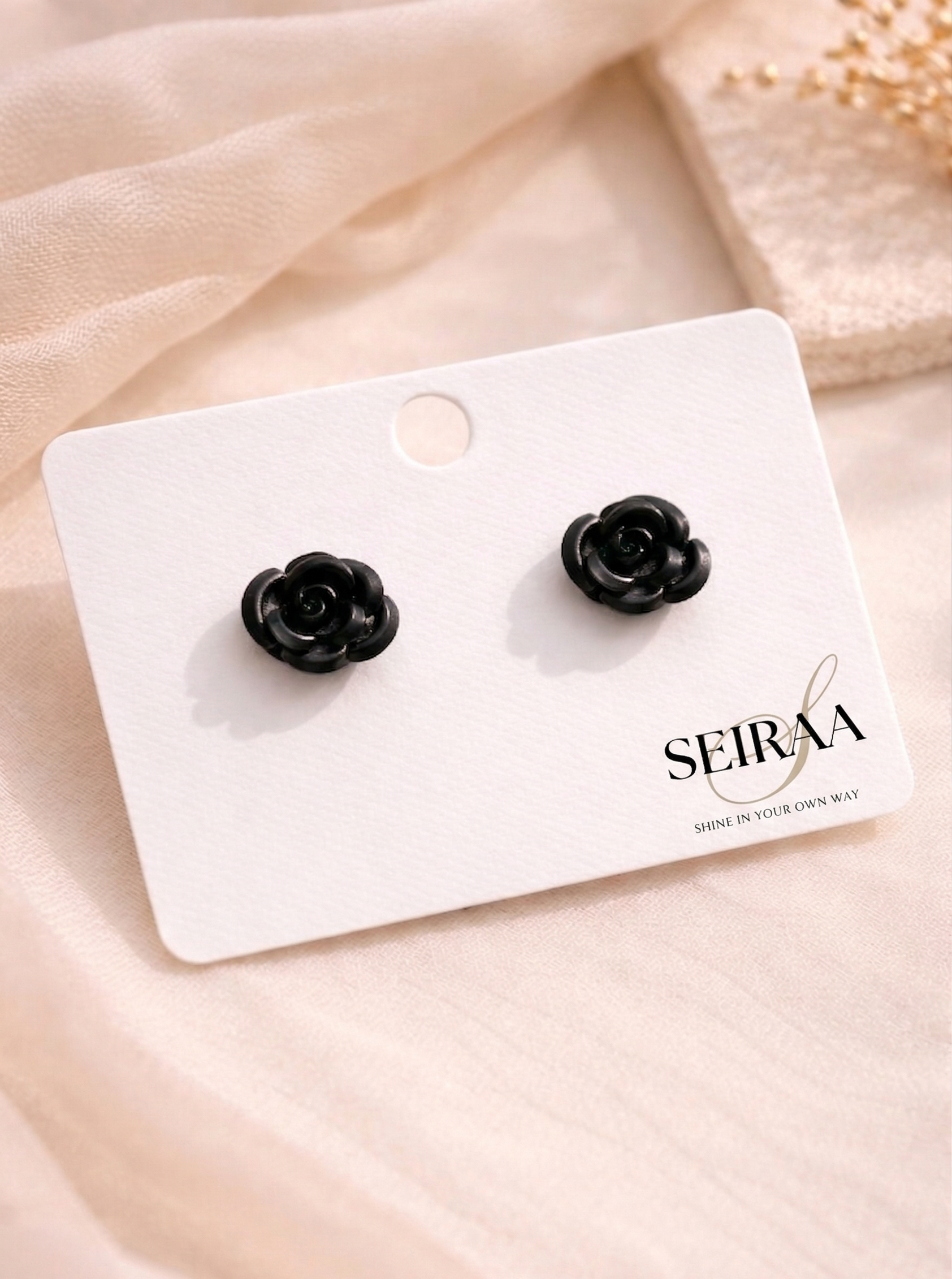 Black Rose Stud Earring