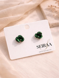 Dark Green Rose Stud Earring