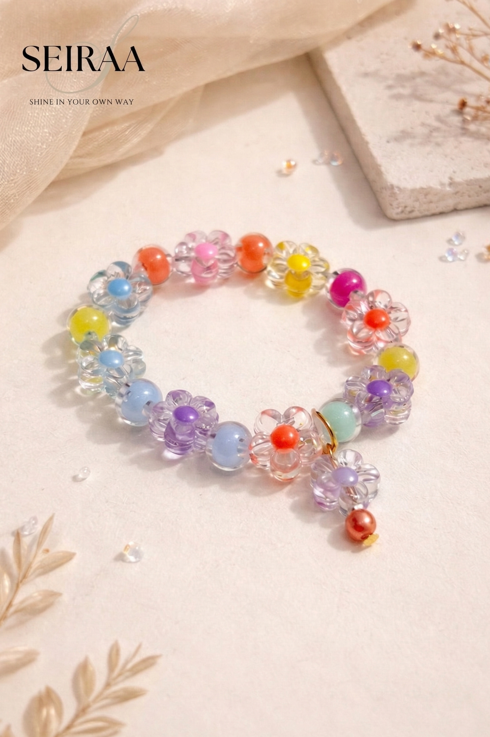 Floral Purple Beaded Bracelet