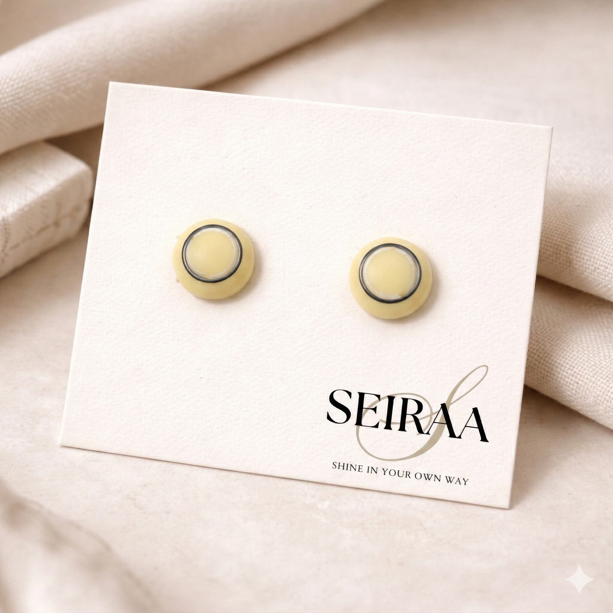 Ivory Yellow Circle Stud Earrings