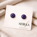 Ivory Purple Circle Stud Earrings