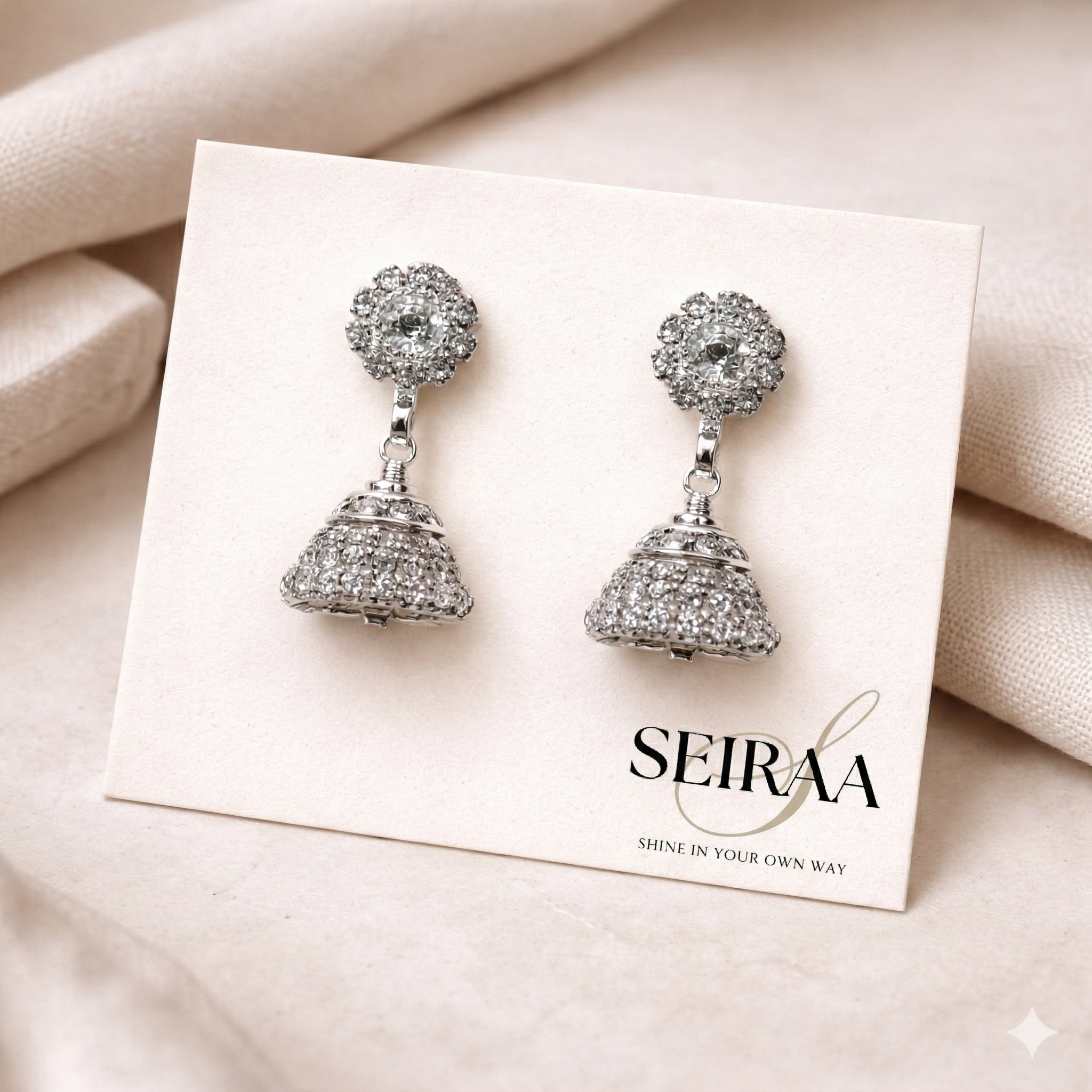 Silver Dome Jhumka Earrings