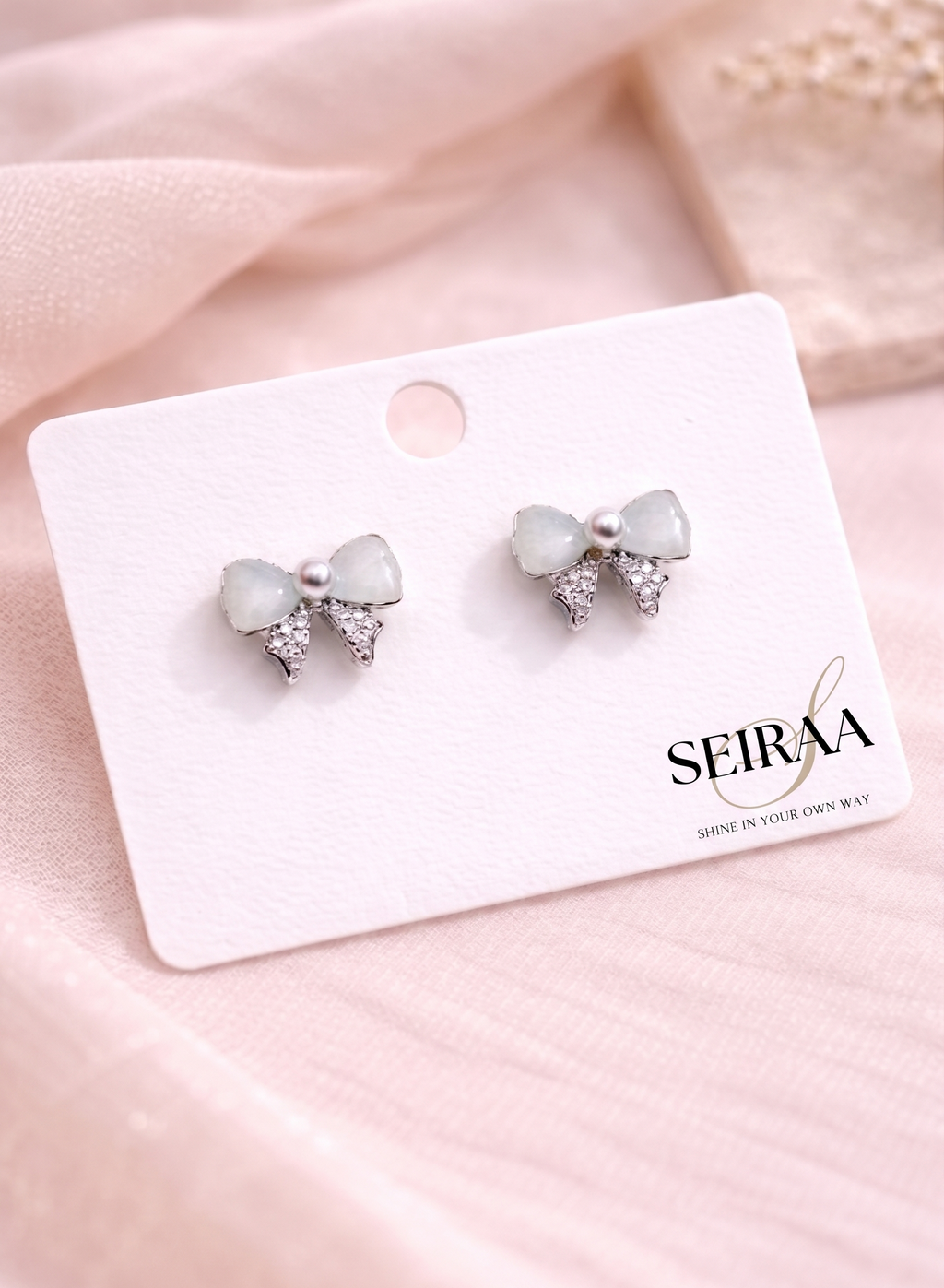 Pearl Bow Stud Earrings