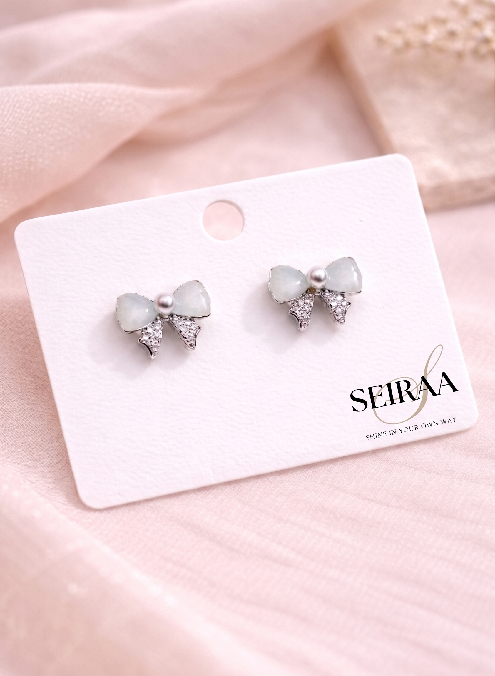 Pearl Bow Stud Earrings