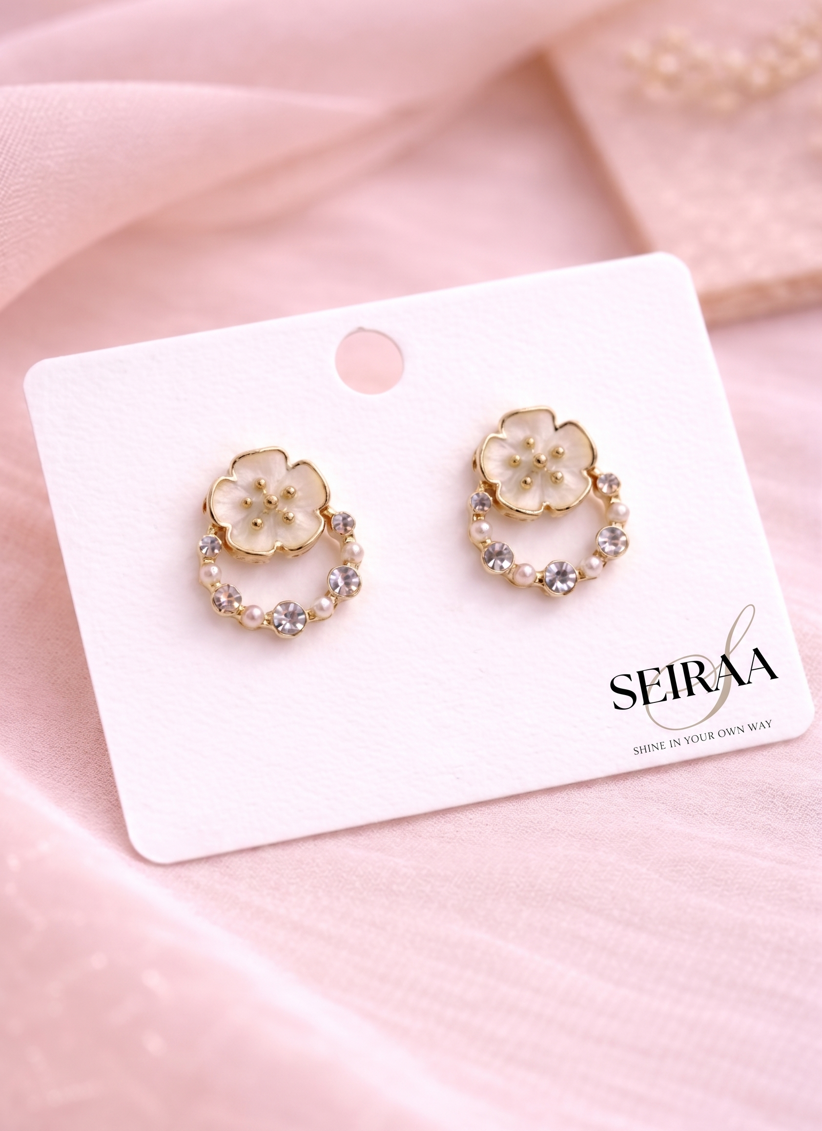 Ivory Blossom Pearl Earrings