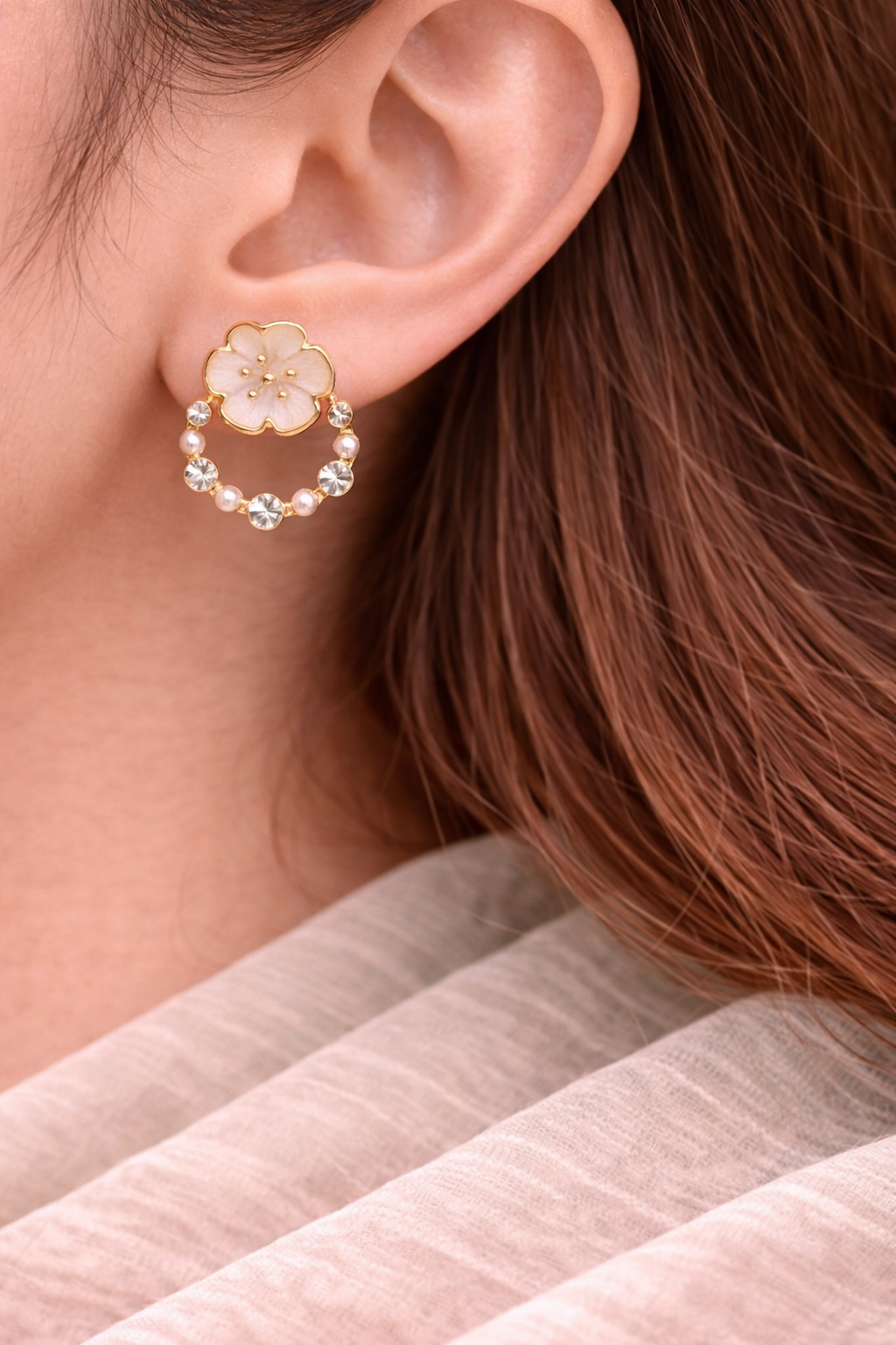 Ivory Blossom Pearl Earrings