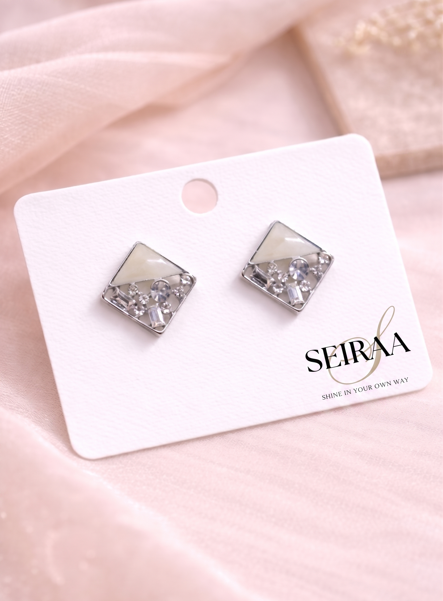 Diamond Square Stud Earrings