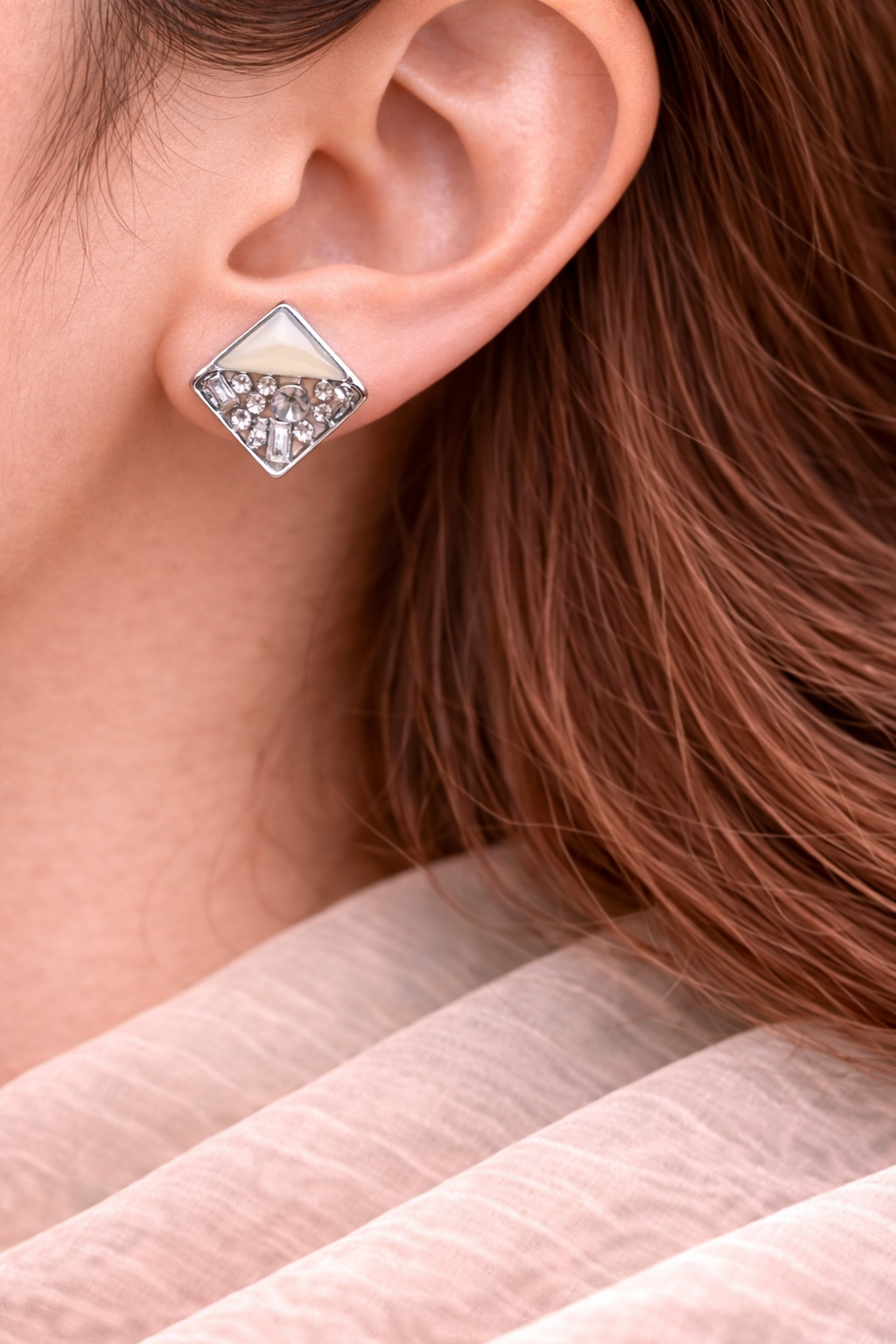 Diamond Square Stud Earrings
