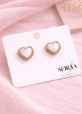 Mother of Pearl Heart Gold Stud Earrings