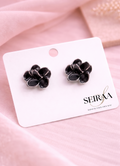Black Floral Stud Earrings
