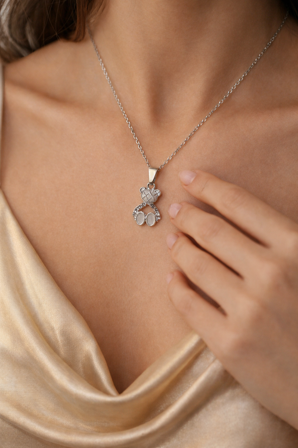 Crystal Bear Pendant Necklace Set