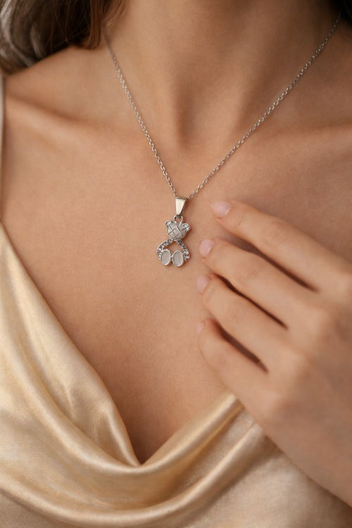 Crystal Bear Pendant Necklace Set