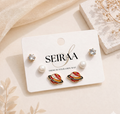 Saturn Planet Enamel Stud Earrings Combo