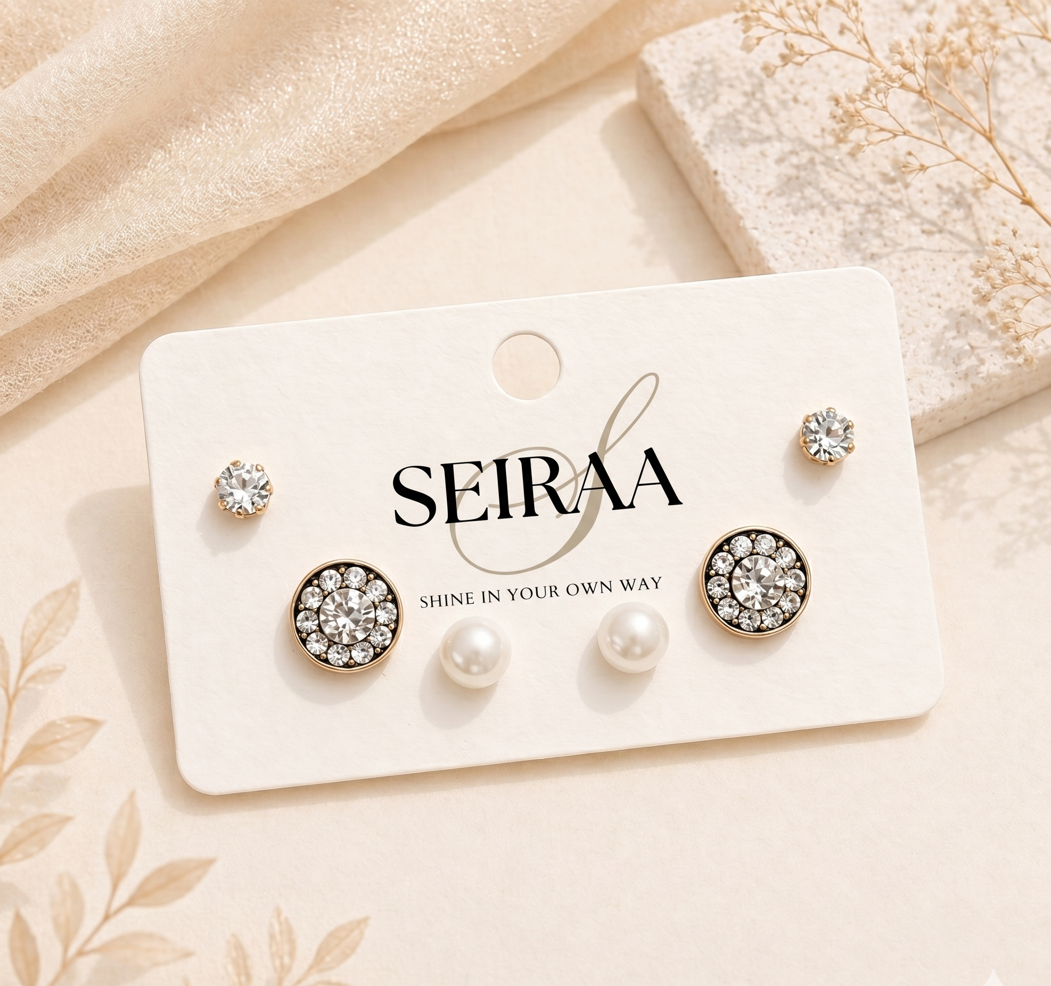 Halo Disc Stud Earrings Combo