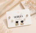 Black Heart Drop Stud Earrings Combo