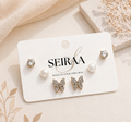 Pave Butterfly Stud Earrings Combo