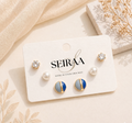 Blue Duo-Tone Circle Earrings Combo
