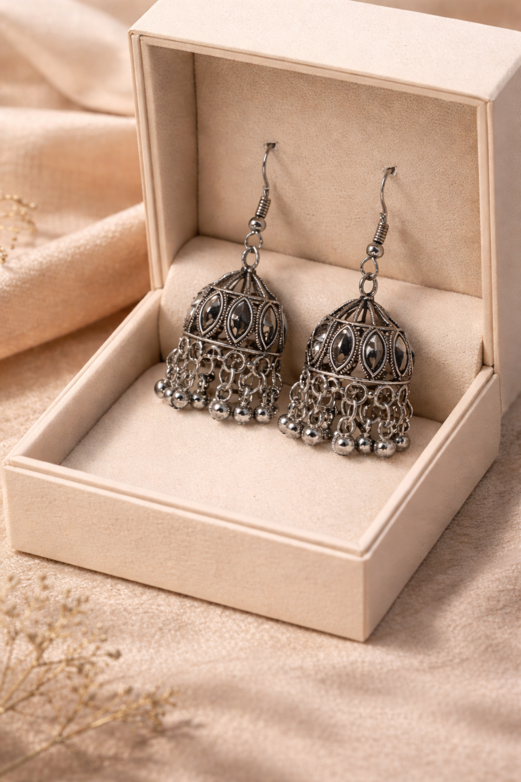 Oxidised Jhumka Earrings