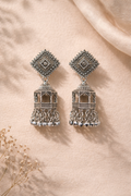 Oxidised Temple Jhumka Earrings