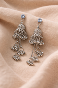 Silver Filigree Jhumka Tassel Earrings