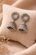 Oxidised Silver Filigree Dome Jhumka Earrings