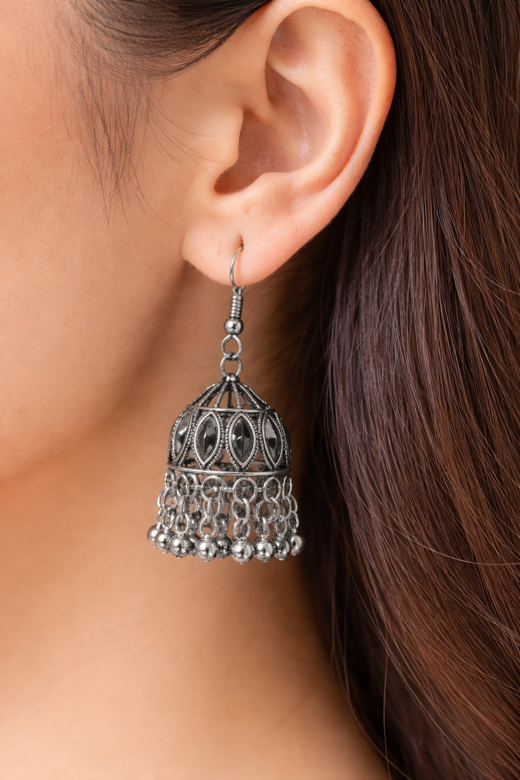 Oxidised Jhumka Earrings