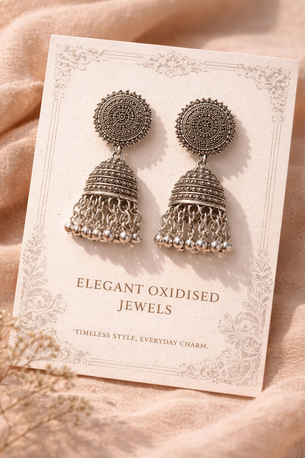 Classic Oxidised Jhumka Earrings